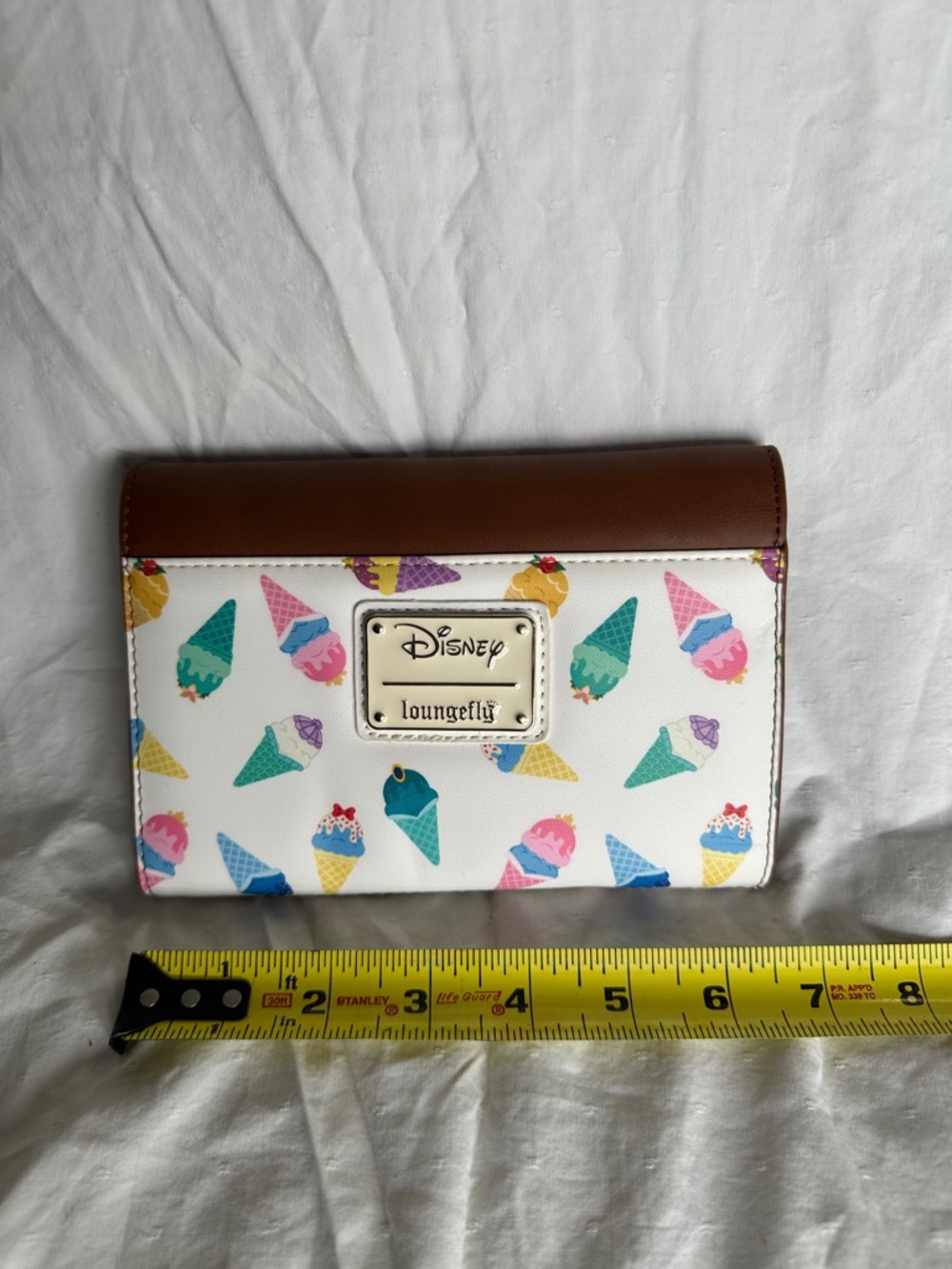 Loungefly White Ice Cream Print Wallet with Brown Trim
